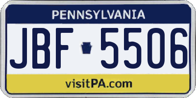 PA license plate JBF5506