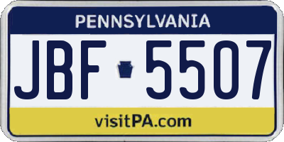 PA license plate JBF5507