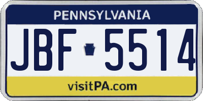 PA license plate JBF5514