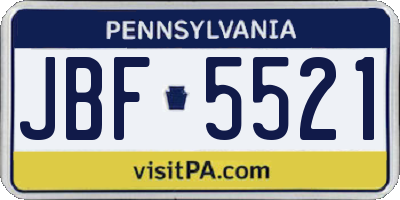 PA license plate JBF5521