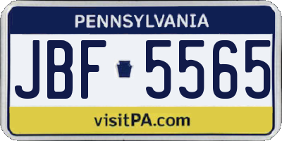PA license plate JBF5565