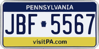 PA license plate JBF5567