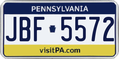 PA license plate JBF5572
