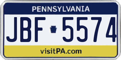 PA license plate JBF5574