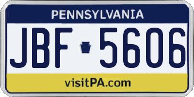 PA license plate JBF5606