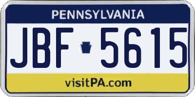 PA license plate JBF5615