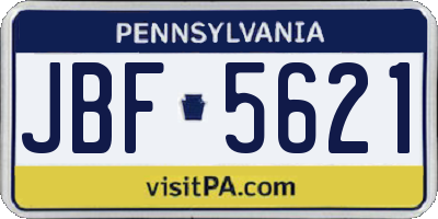 PA license plate JBF5621