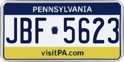 PA license plate JBF5623