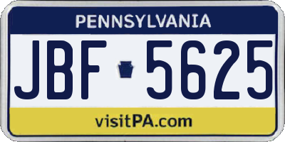 PA license plate JBF5625