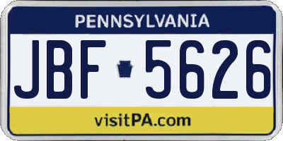 PA license plate JBF5626