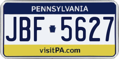 PA license plate JBF5627