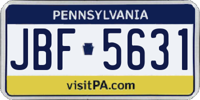 PA license plate JBF5631