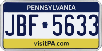 PA license plate JBF5633