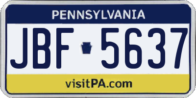 PA license plate JBF5637