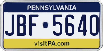 PA license plate JBF5640