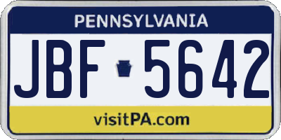 PA license plate JBF5642