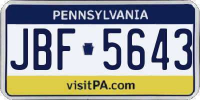PA license plate JBF5643