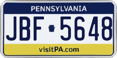 PA license plate JBF5648