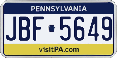 PA license plate JBF5649