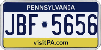 PA license plate JBF5656