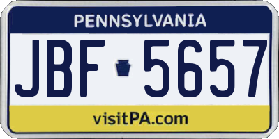 PA license plate JBF5657