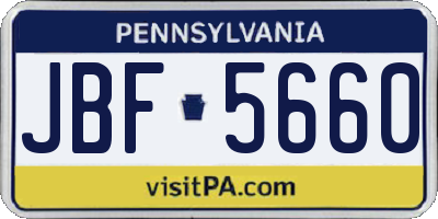 PA license plate JBF5660