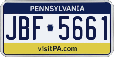 PA license plate JBF5661