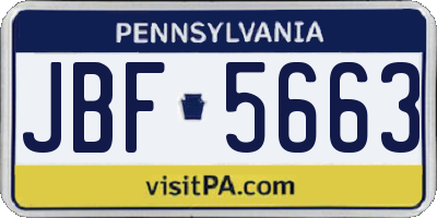 PA license plate JBF5663