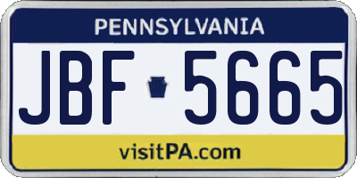 PA license plate JBF5665