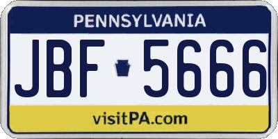 PA license plate JBF5666