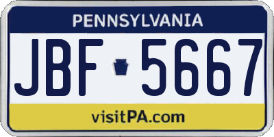 PA license plate JBF5667