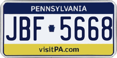 PA license plate JBF5668