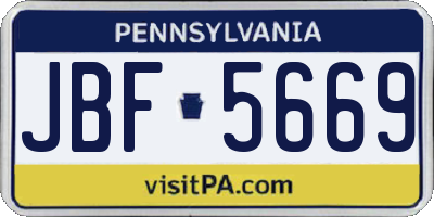 PA license plate JBF5669