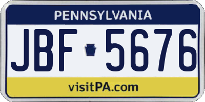 PA license plate JBF5676