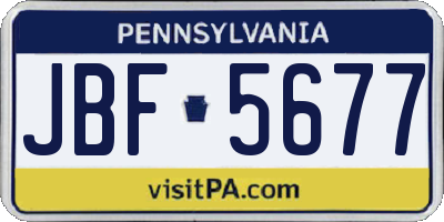 PA license plate JBF5677