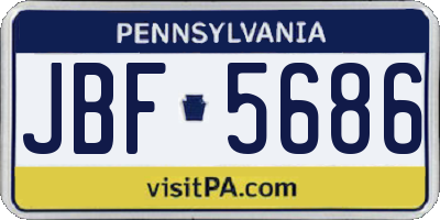 PA license plate JBF5686