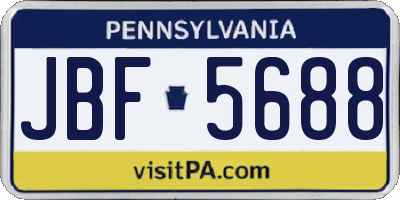 PA license plate JBF5688