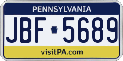 PA license plate JBF5689