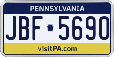 PA license plate JBF5690