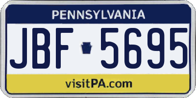 PA license plate JBF5695