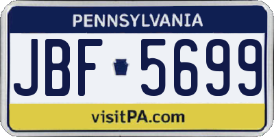 PA license plate JBF5699