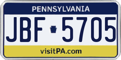 PA license plate JBF5705