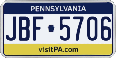PA license plate JBF5706