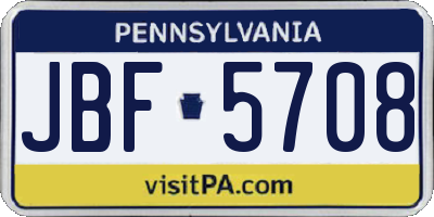 PA license plate JBF5708