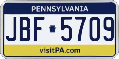 PA license plate JBF5709