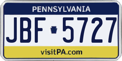 PA license plate JBF5727