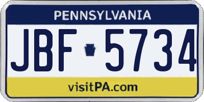 PA license plate JBF5734