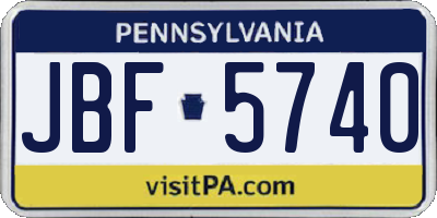 PA license plate JBF5740