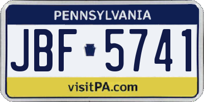 PA license plate JBF5741