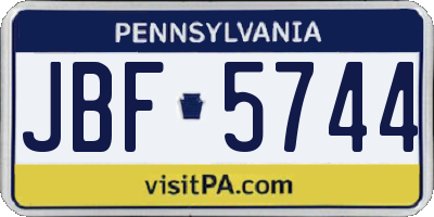 PA license plate JBF5744